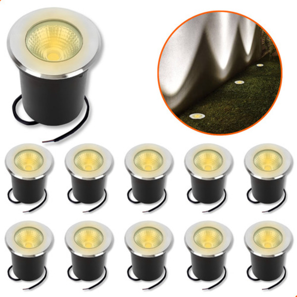 10 Balizador Led De Solo Chão Jardim 1w Embutir Blindado Bran