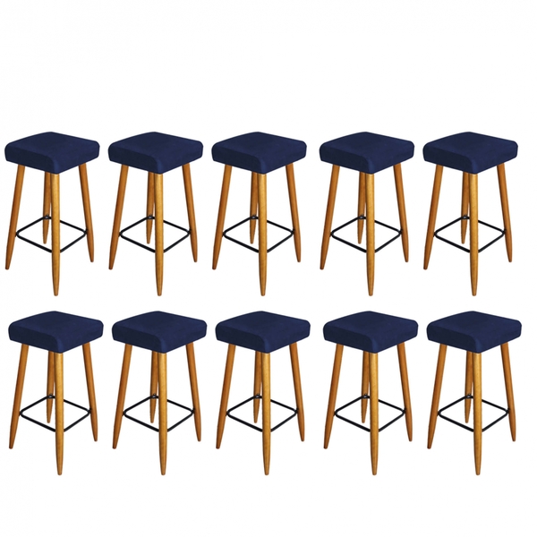 10 Banqueta Decorativas Chloe Suede Azul Marinho Pés Palito C