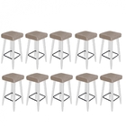 10 Banqueta Decorativas Chloe Suede Bege Pés Palito Branco