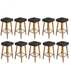 10 Banqueta Decorativas Chloe Suede Cinza Pés Palito Castanho