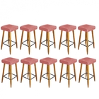 10 Banqueta Decorativas Chloe Suede Rosê Pés Palito Castanho