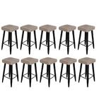 10 Banqueta Decorativas Chloe Tecido Sintético Bege Pés Palit