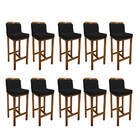 10 Banquetas Bia Veludinho Preto Com Aplique E Base Castanho