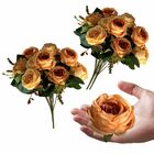 10 Buquê Com Rosas  Realistas 40cm Flor Artificial Cor Laranj