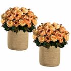 10 Buquê Com Rosas  Realistas 40cm Flor Artificial Cor Laranj