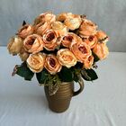 10 Buquê Com Rosas  Realistas 40cm Flor Artificial Cor Laranj