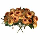 10 Buquê Com Rosas  Realistas 40cm Flor Artificial Cor Laranj