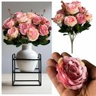 10 Buquê Com Rosas  Realistas 40cm Flor Artificial Cor Rosa P