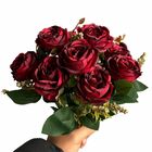 10 Buquê Com Rosas Vermelhas Realistas 40cm Flor Artificial P