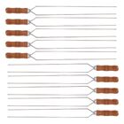 10 Espetos Duplo 60cm De Inox Com Cabo Madeira - Resistente