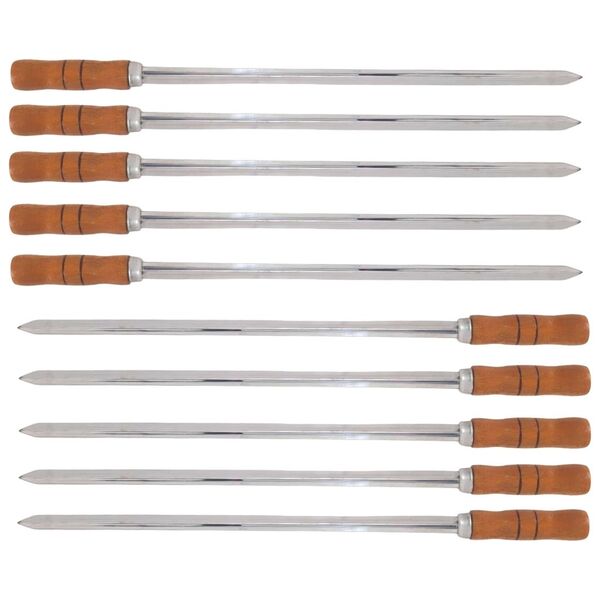 10 Espetos Espada 40cm De Inox Cabo Madeira - Resistente