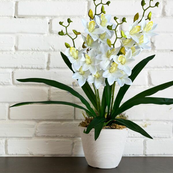 10 Galhos Flor De Orquídea Artificial Tipo Dançante - Elegânc