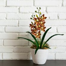 10 Galhos Flor De Orquídea Artificial Tipo Dançante - Elegânc