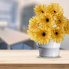 10 Gérberas Amarelas Artificiais Com Haste Flexível – Ideal P