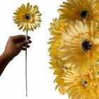 10 Gérberas Amarelas Artificiais Com Haste Flexível – Ideal P