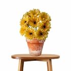 10 Gérberas Amarelas Artificiais Com Haste Flexível – Ideal P