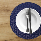 10 Jogo Americano Geo Alto Padrão Impermeável Redondo Az Pvc