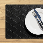 10 Jogo Americano Kori Preto Impermeável Pvc - Imita Couro