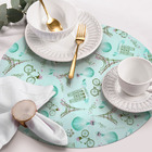 10 Jogo Americano Redondo Romantic Paris Impermeável Pvc