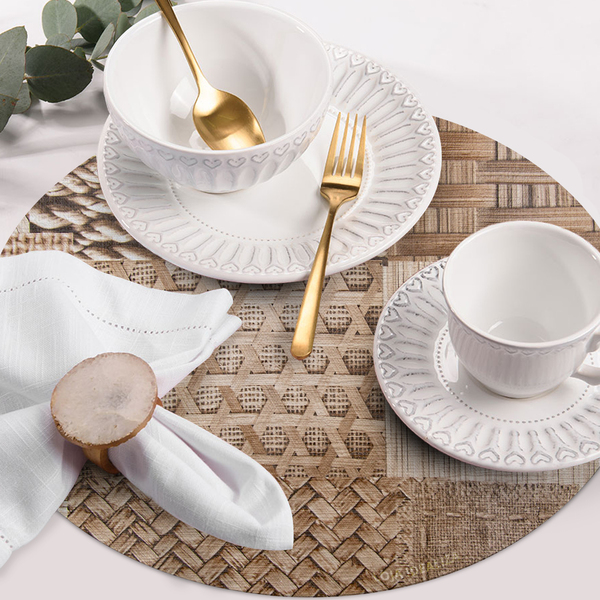 10 Jogo Americano Redondo Sisal Impermeável Pvc