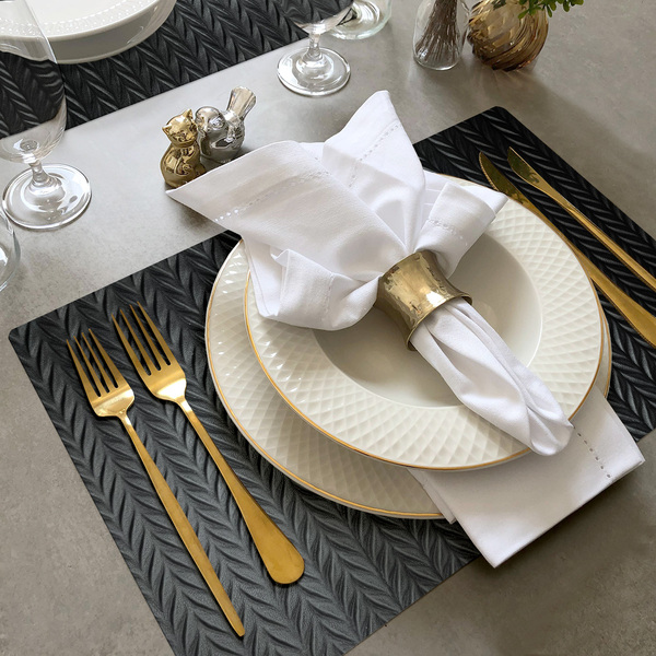 10 Jogo Americano Roma Alto Padrão Impermeável  Pvc Pt - Pret