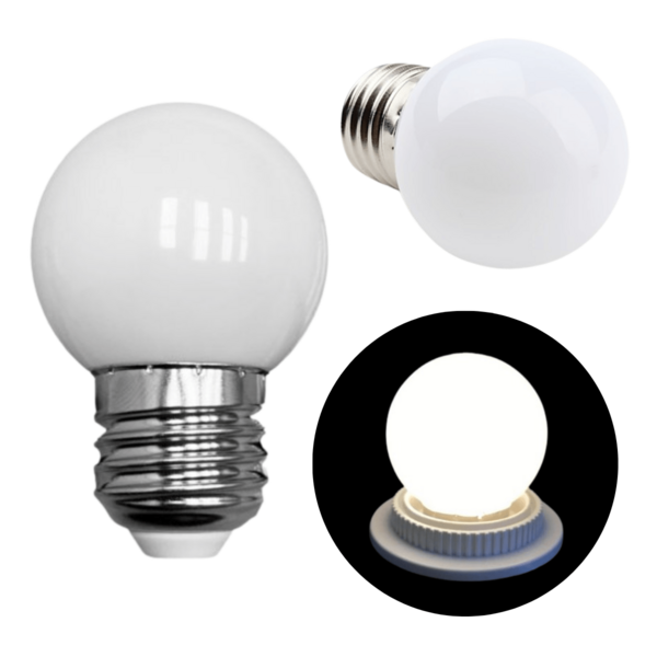 10 Lâmpada Led Modelo Bolinha Led 1w  E27 1w Branco Frio - 22