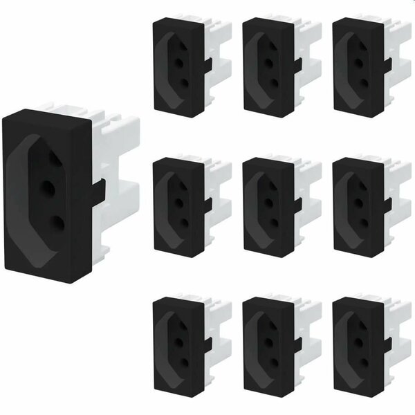 10 Módulo Tomada Fame Habitat Black 2p+t 10a Preto