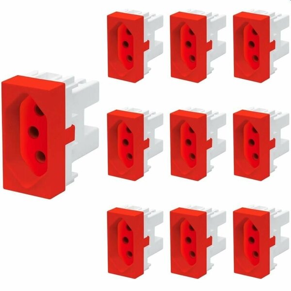 10 Módulo Tomada Para Uso Específico Fame Habitat 2p+t 20a Vermelho ...