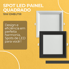 10 Plafon Painel Embutir De Led Quadrado 18w 6000k Recuado Bi