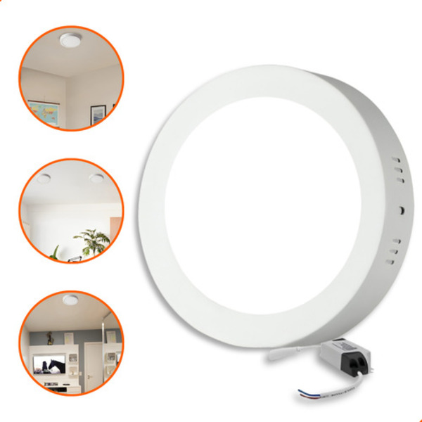 10 Plafon Painel Sobrepor Teto Led 12w Redondo Bivolt Branco