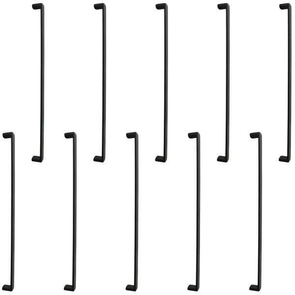 10 Puxadores Alça Para Móveis 358mm Preto Fosco Zamac Balcão