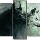 10 Quadro Decorativo Animal Lobos Alcateia 5 Peças Atacado