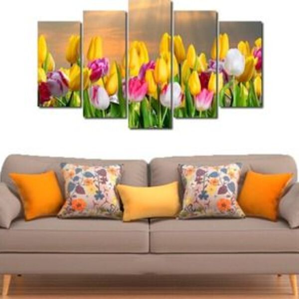10 Quadro Decorativo Flores Tulipa Colorida 5 Peças Atacado