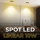 10 Spot Embutir De Led 10w 3000k 24° Linear Recuado P/ Teto B