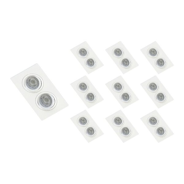 10 Spots De Embutir Plano Save Energy Para 2 Lâmpadas Mr16 Gu