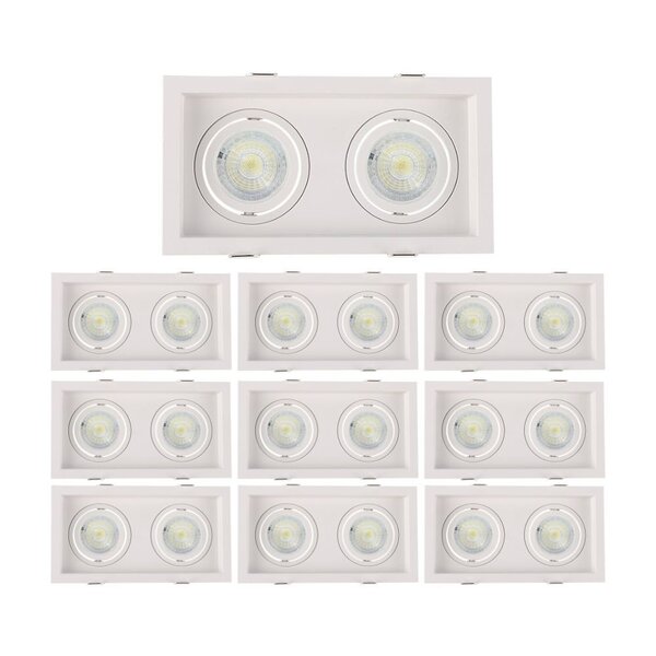 10 Spots De Embutir Recuado Nordecor Flea Duo Para 2 Lâmpadas