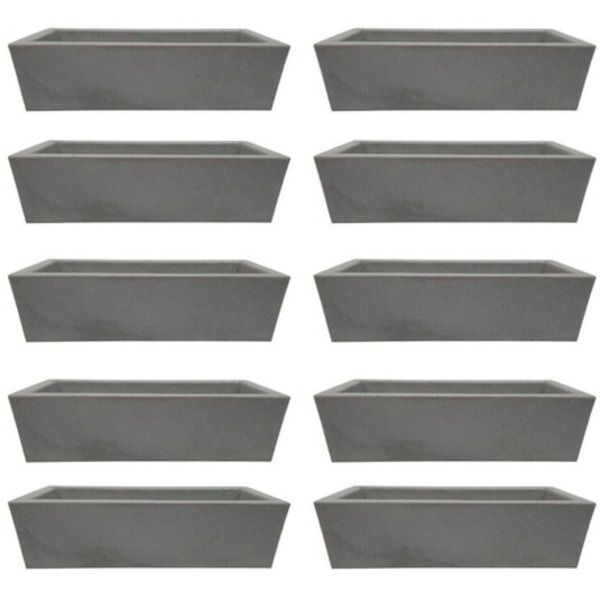 10 Vasos Jardineiras de Polietileno p/ Planta Cinza 37x15cm