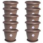 10 Vasos Siena Redondo 20cm Com Pratos Para Flores Plantas  -