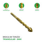 10x Broca De Torção Triangular 8mm - Estojo Profissional
