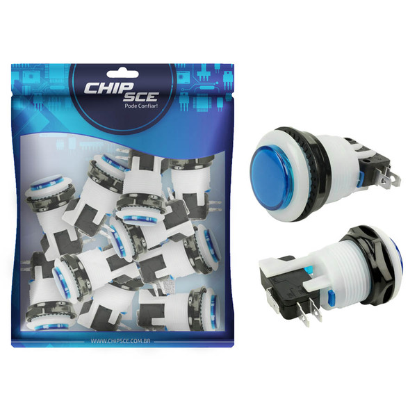 10x Chave Push Button Psb-29 Botão Para Fliperama - Azul