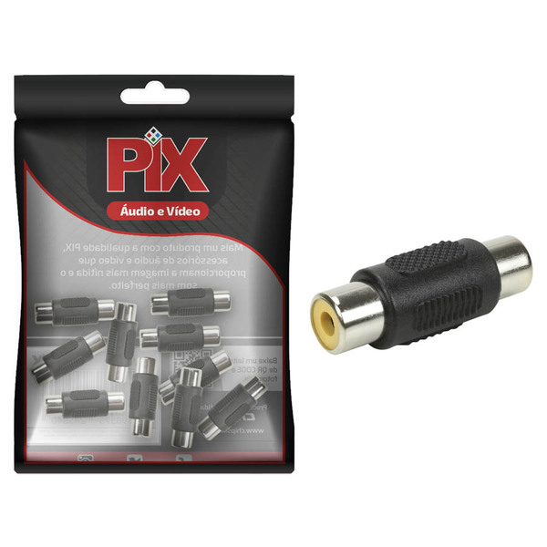 10x Conector Adaptador Emenda Rca Simples Fêmea X Fêmea