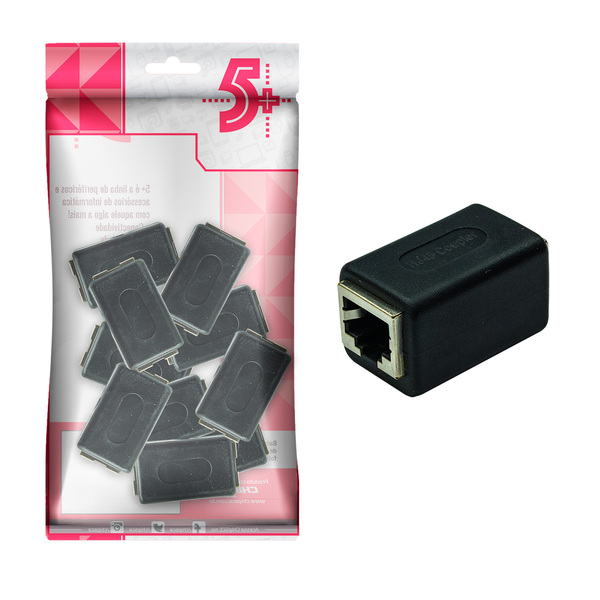 10x Conector Emenda Rj45 Extensor Cat5 Cat6 Cat7 Cat8 Rede