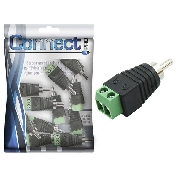 10x Conector Plug Rca Macho Com Borne P/ Cftv Câmera