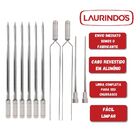 10x Espetos De Inox 40cm Espada, Duplo E Coração - Churrasco
