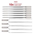 10x Espetos De Inox Lâmina 40cm 6-espada E 4-duplo Churrasco