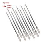 10x Espetos Espada Inox 40cm Cabo Revestido Alumínio - Forte