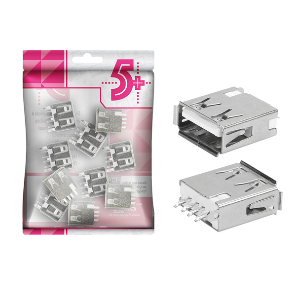 10x Peças Conector Usb Tipo A Fêmea 180° - Usb01b
