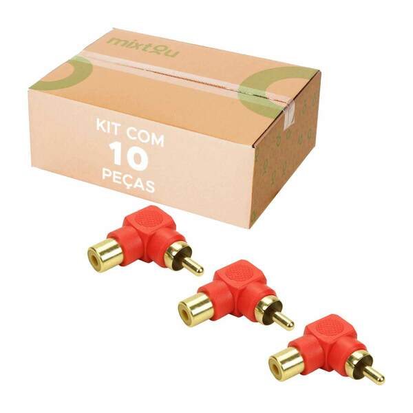 10x Plug Adaptador Rca Macho X Fêmea- (formato L) 90º Graus