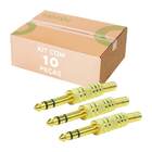 10x Plug P10 Estéreo Premium Profissional Série Gold