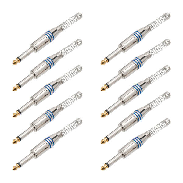 10x Plug P10 Mono Premium Profissional Série Gold Pro - Azul
